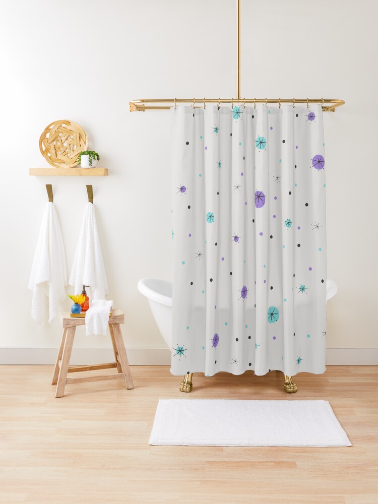 1950s Inspired Polka Dots And Starbursts Design Large Size