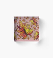 Autum Leaves - purple light Acrylic Block