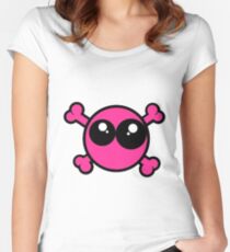 Funny pink skull and bones Women's Fitted Scoop T-Shirt
