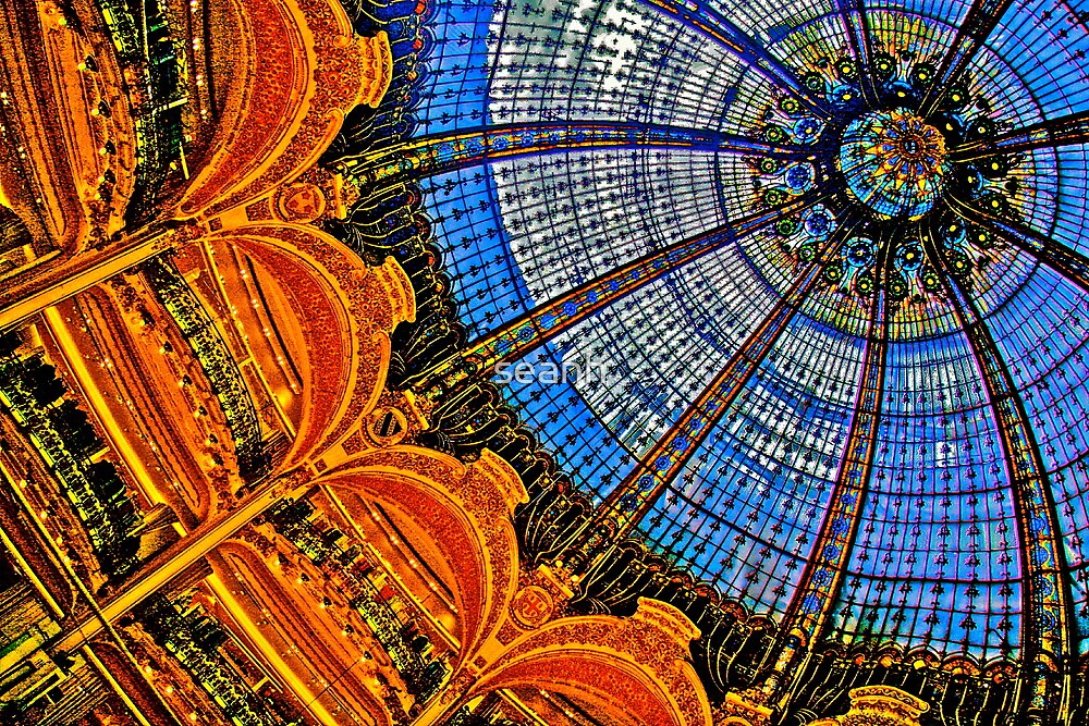 hdr of lafayette shopping center paris france glass ceiling dome