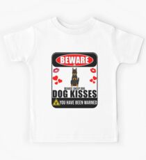 Beware Of Beauce Sheep Dog Dog Kisses Sign Sticker - Funny Gift For Beauce Sheep Dog Dog Owner Kids Tee