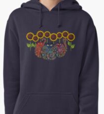 Cats With Sunflowers Pullover Hoodie