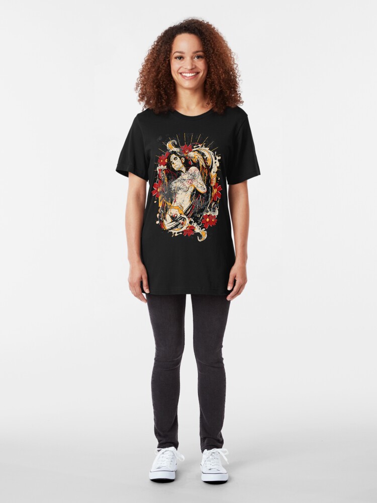 Alternate view of Cinco de Mayo Mexican Tattoo Pin-up Retro Vintage Day of The Dead Slim Fit T-Shirt