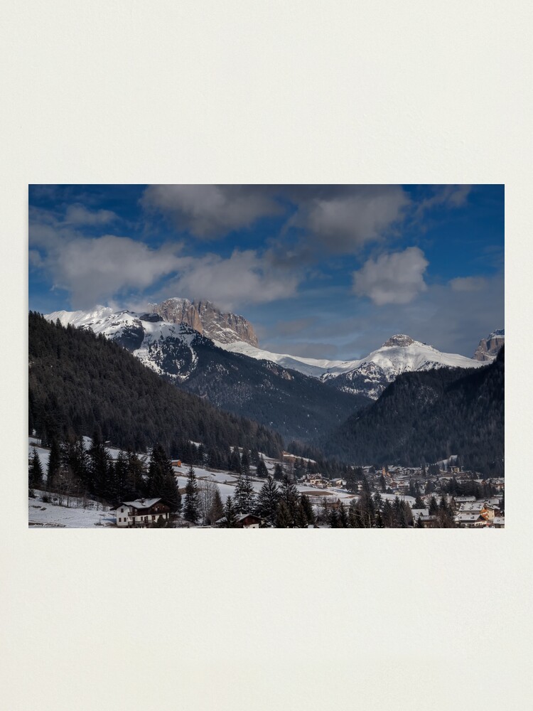Alternate view of Panoramic view of Sassolungo from Pozza di Fassa Photographic Print