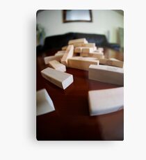 Jenga Blocks Crash Metal Print
