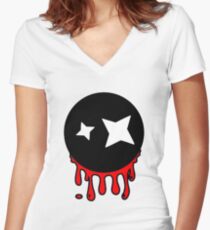 Funny cartoon bleeding head Women's Fitted V-Neck T-Shirt