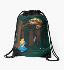My Neighbor in Wonderland (Dark Green) Drawstring Bag