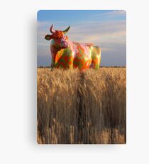 Painted Cow in the Wheat Canvas Print