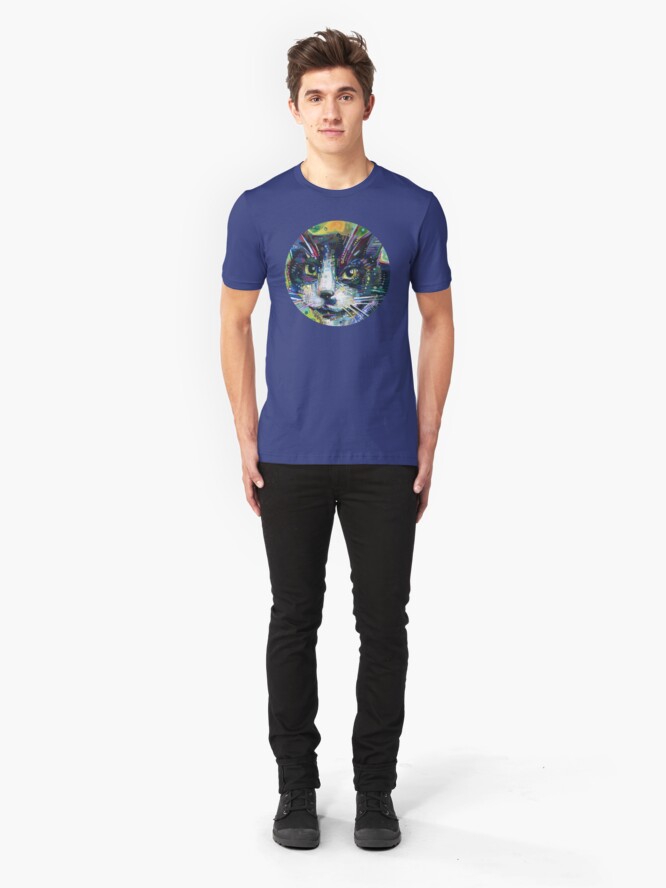 Alternate view of Tuxedo cat painting - 2011 Slim Fit T-Shirt