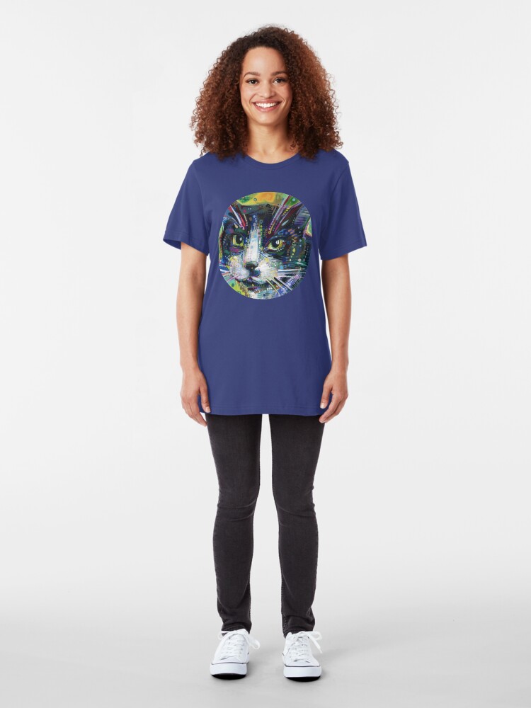 Alternate view of Tuxedo cat painting - 2011 Slim Fit T-Shirt