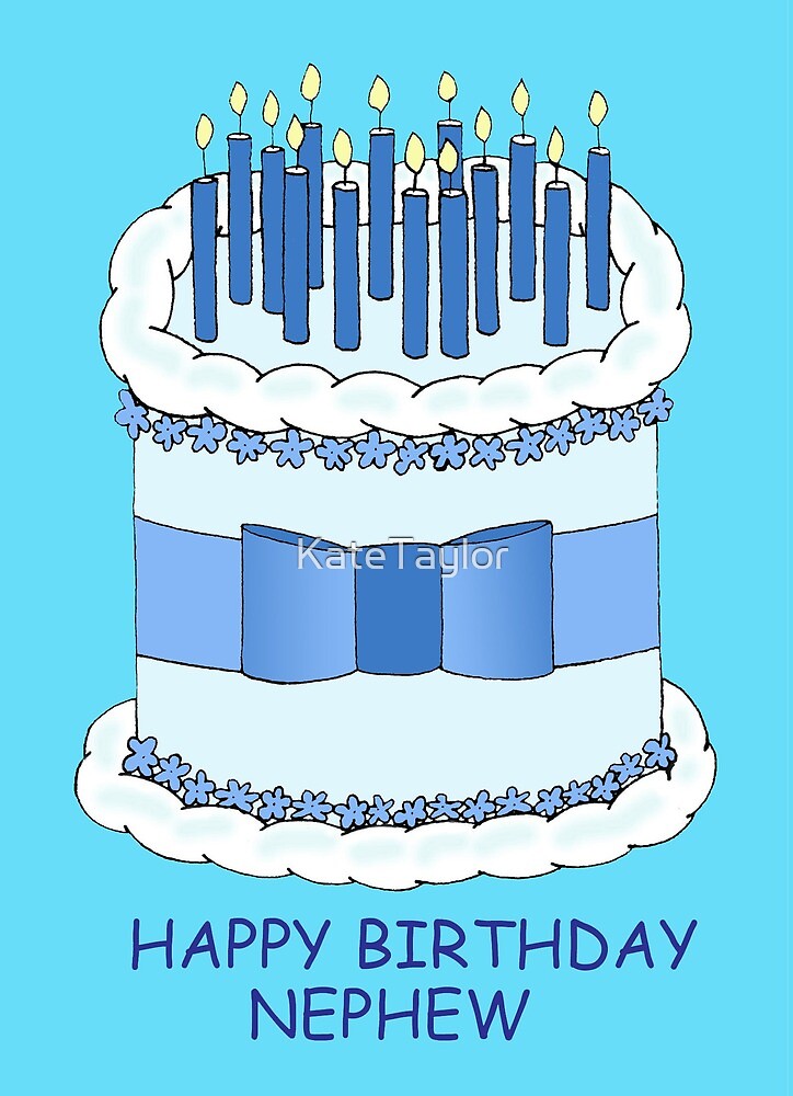 Happy Birthday Nephew Cartoon Cake and Candles by KateTaylor