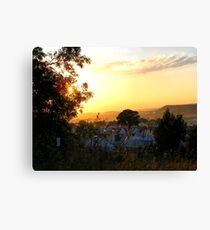 Sunset over the Teepee field, Glastonbury Festival. Canvas Print