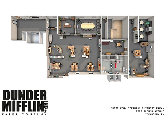 "Dunder Mifflin Floor Plan" Posters by zoeandsons Redbubble