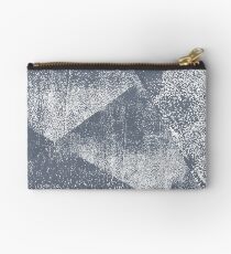 Dark Blue Gray and White Geometric Ink Texture Studio Pouch