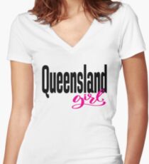 Queensland Girl Australia Raised Me Women's Fitted V-Neck T-Shirt