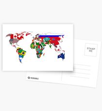 World Flags Map Postcards