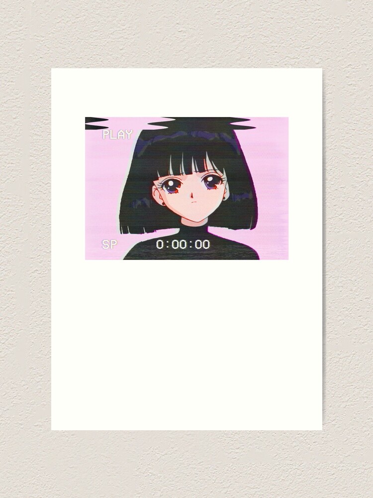 Sad Girl Retro Anime Vaporwave Aesthetic Shirt Art Print By