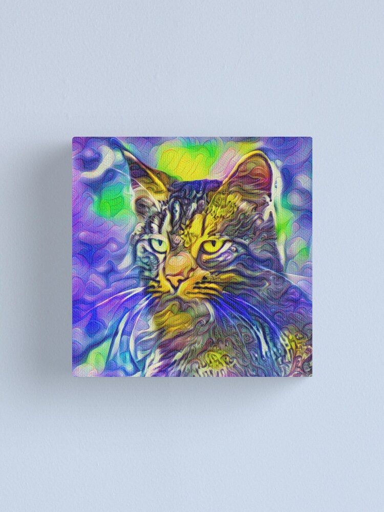 Alternate view of Artificial neural style iris flower cat Canvas Print
