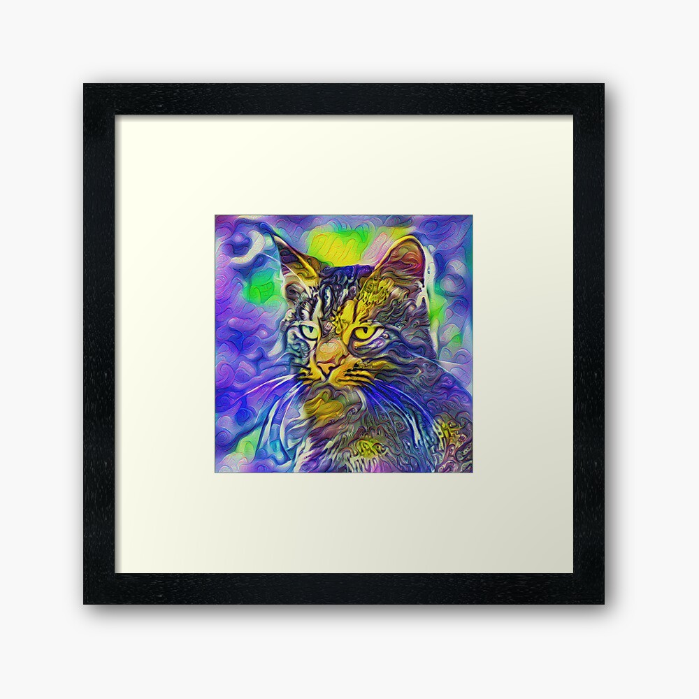 Artificial neural style iris flower cat Framed Art Print