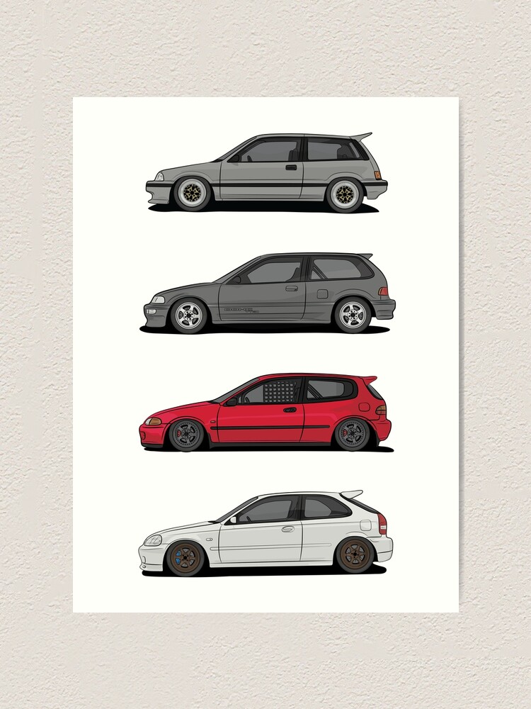 Honda Civic Generations >> Honda Civic Generations Art Print Honda Civic Generations >> Honda Civic Generations Art Print