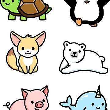 Cute Animal Sticker Pack 1 Sticker by littlemandyart