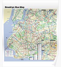 Póster Mapa del autobús de Brooklyn - Estados Unidos