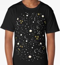 cosmos, moon and stars. Astronomy pattern Long T-Shirt