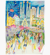 Barcelona, between Art Nouveau and lively streets (Ramblas) Poster