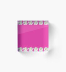 White Rose border on pink Acrylic Block