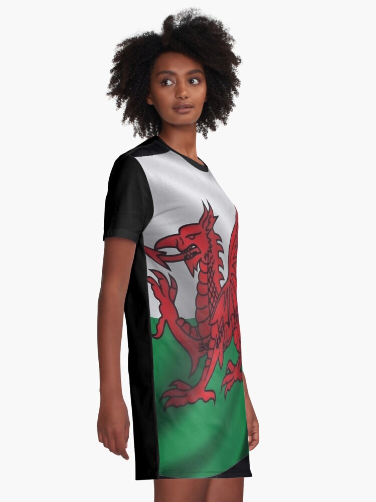 Alternate view of Y Ddraig Goch Welsh Flag Rugby Union Graphic T-Shirt Dress