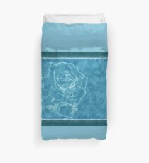 *Pink Roses in Anzures 1 Outlined Blue* Duvet Cover