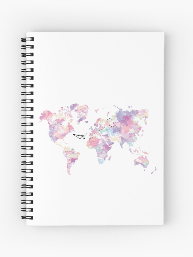 Floral Paper Airplance World Map Cute Aesthetic Tumblr Spiral