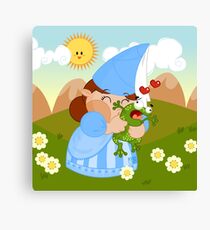 kissing the enchanted frog Canvas Print