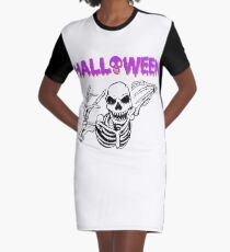 Halloween Creepy Skeleton Holiday T shirt Graphic T-Shirt Dress