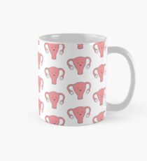 Gemusterte Happy Uterus in Weiß Tasse