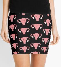 Patterned Happy Uterus in Black Mini Skirt