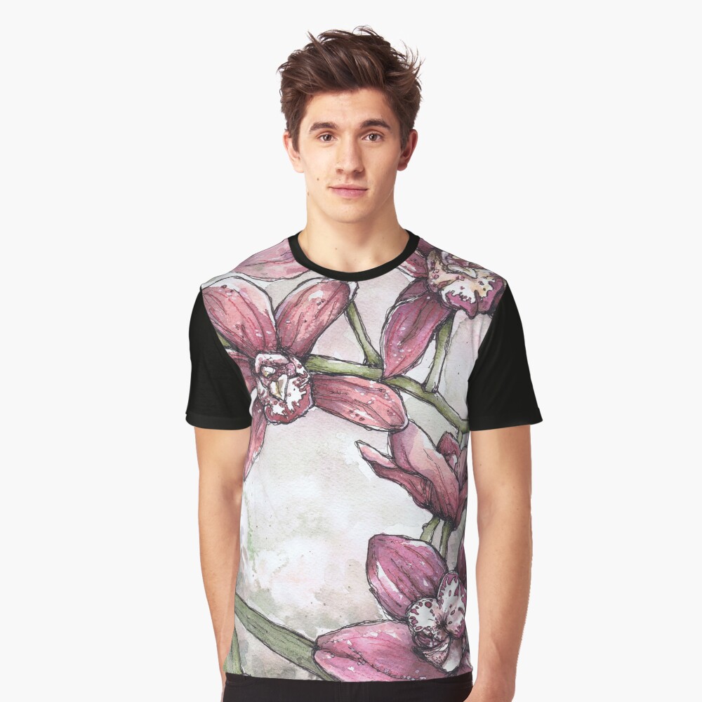 Orchideen - Aquarell und Tintengrafik Grafik T-Shirt