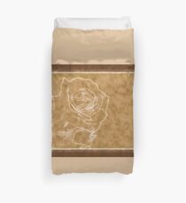 Pink Roses in Anzures 1 Outlined Brown Duvet Cover