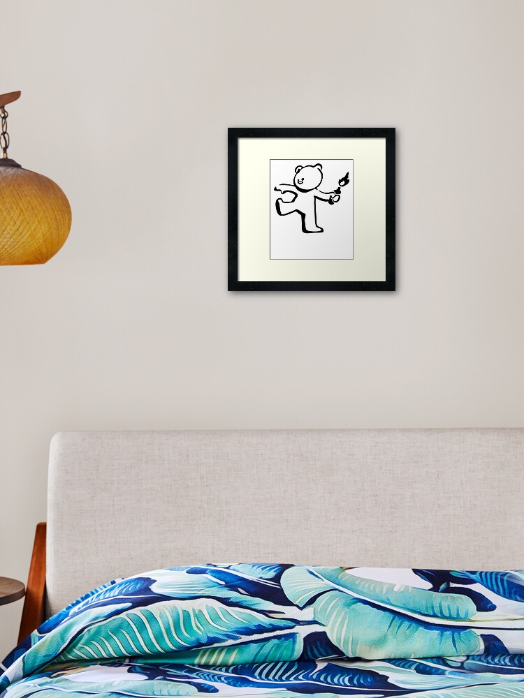 Banksy Mild Mild West Teddy Reprint on Framed Canvas Wall Art Home Decoration