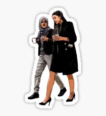 Alexandria Ocasio Cortez und Ilhan Omar gehen Sticker