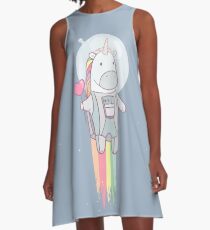 Weltraum-Einhorn! A-Linien Kleid