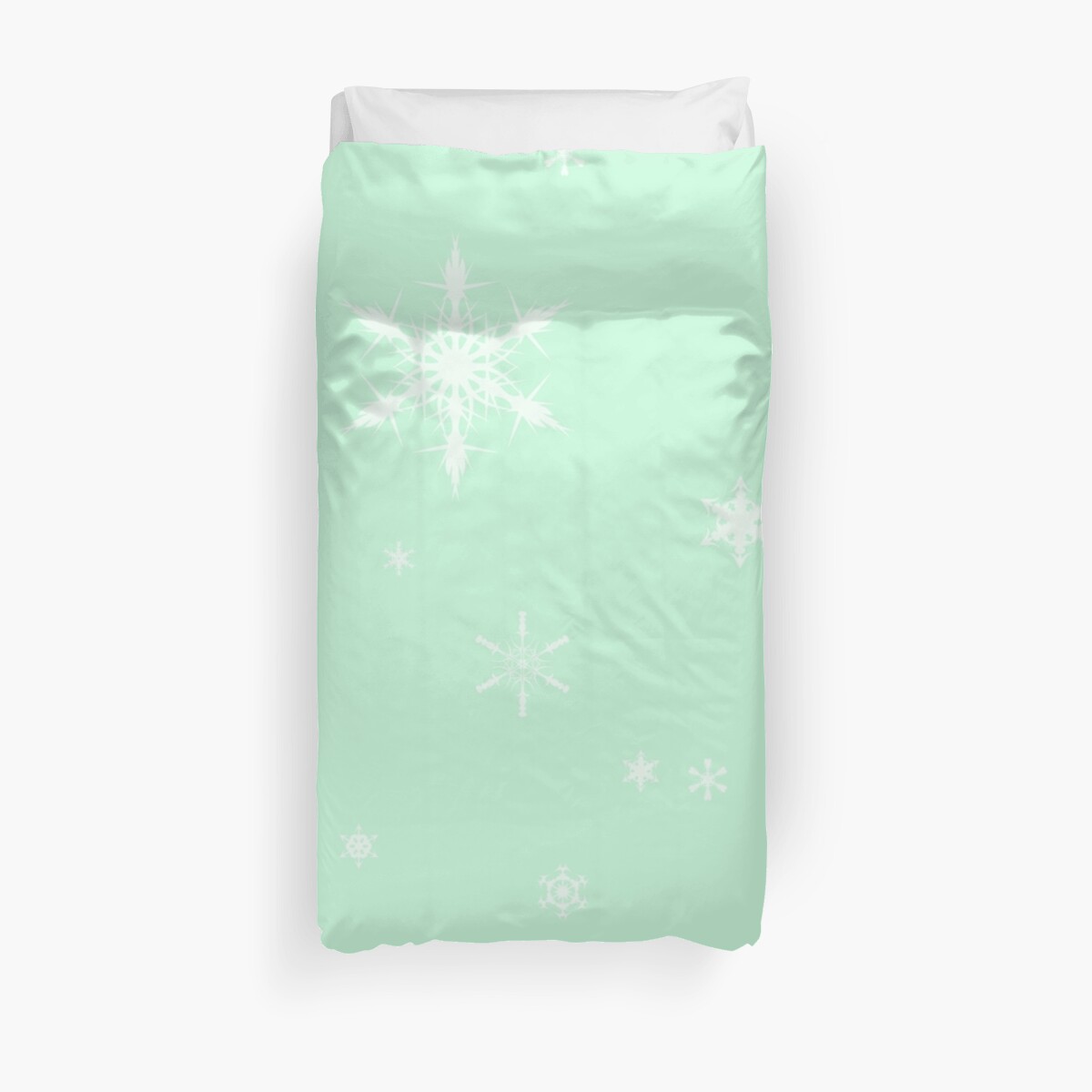 Falling Snowflakes Mint Green Duvet Cover By Oculusdesign