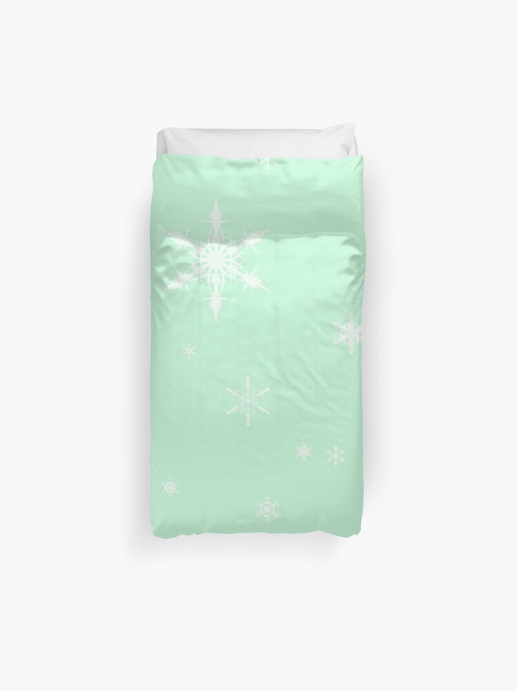 Falling Snowflakes Mint Green Duvet Cover By Oculusdesign