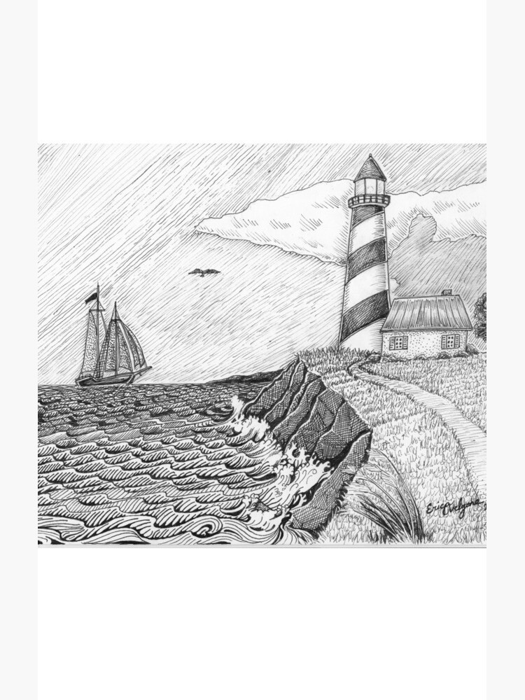 Lighthouse black and white by DarkRubyMoon