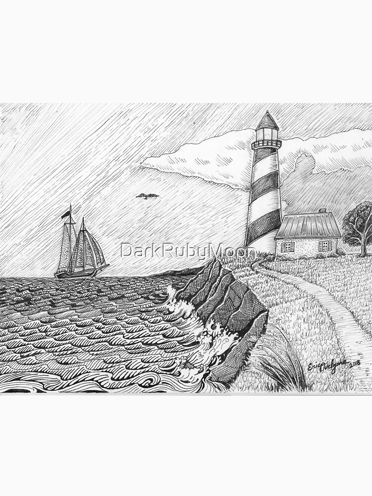 Lighthouse black and white by DarkRubyMoon