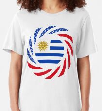 Uruguayan American Multinational Patriot Flag Series Slim Fit T-Shirt
