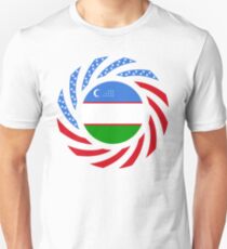 Uzbekistani American Multinational Patriot Flag Series Slim Fit T-Shirt