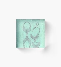 US Handcuff Patent - Circa 1880 Acrylic Block