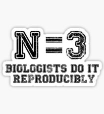 N=3. Biologists Do it Reproducibly (black text) Sticker