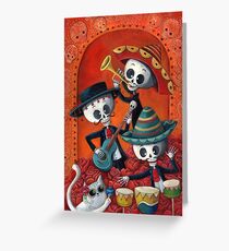 Dia de Los Muertos Skeleton Musicans Grußkarte